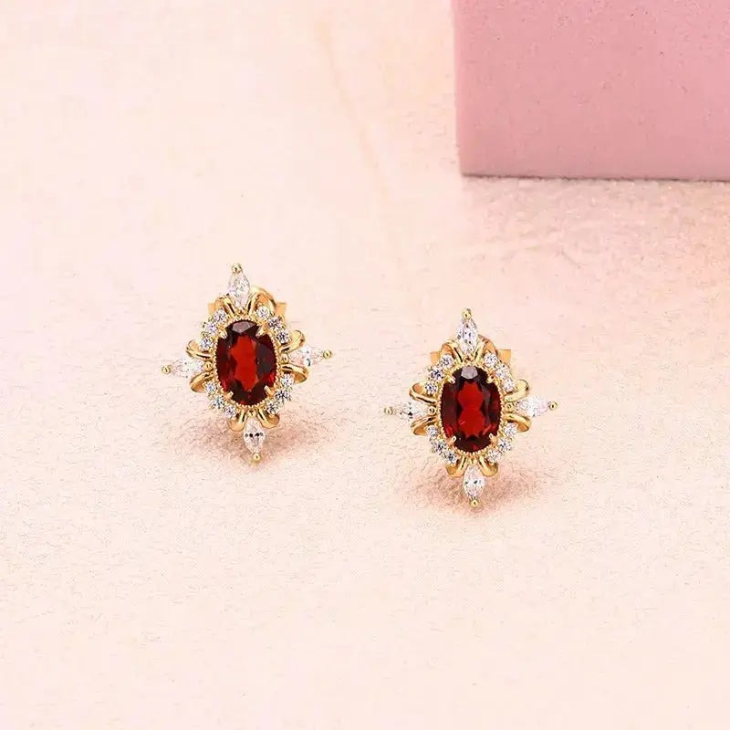 January Birthstone Garnet Earrings - Rhodolite Garnet Earrings view 5